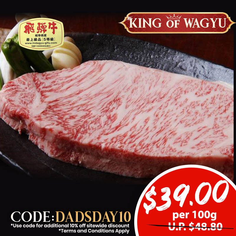 A5 CHAMPION HIDA Beef Super Premium Steak (Sirloin/Ribeye) 100g